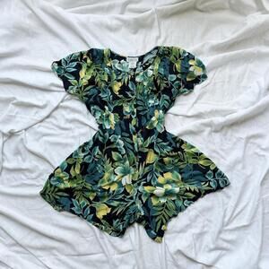 Vintage basic editions tropical Hawaiian floral romper jump suit